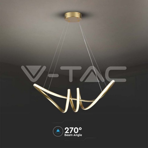24W LED Висяща Декоративна Лампа 720*300 Златно Тяло 3000K - изглед 4