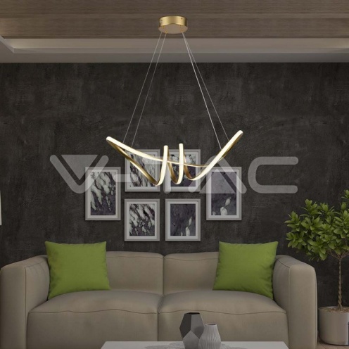24W LED Висяща Декоративна Лампа 720*300 Златно Тяло 3000K - изглед 7