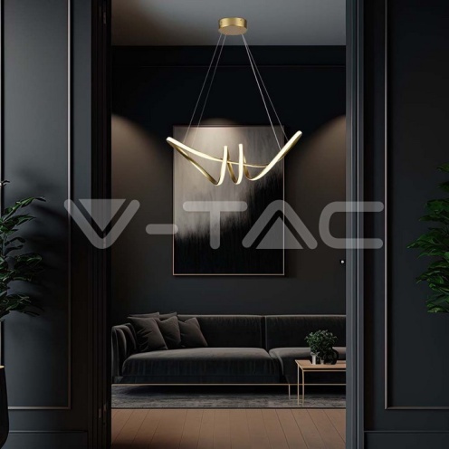 24W LED Висяща Декоративна Лампа 720*300 Златно Тяло 3000K - изглед 6