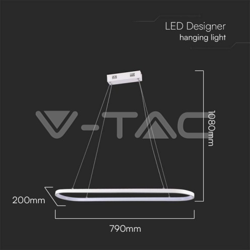 24W LED Висяща Лампа (80*20*100CM) 4000K Бяло Тяло - изглед 5