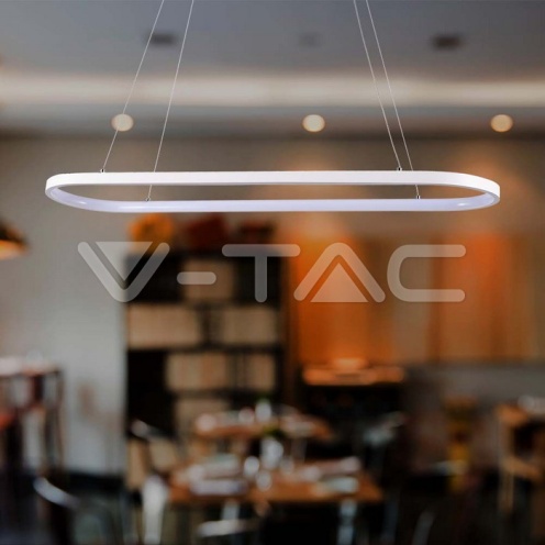 24W LED Висяща Лампа (80*20*100CM) 4000K Бяло Тяло - изглед 7