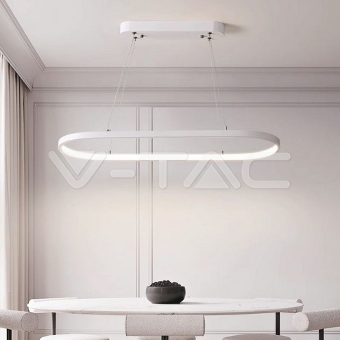 24W LED Висяща Лампа (80*20*100CM) 3000K Бяло Тяло - изглед 6
