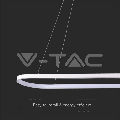 24W LED Висяща Лампа (80*20*100CM) 4000K Бяло Тяло - изглед 2