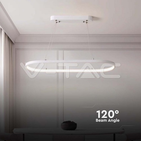 24W LED Висяща Лампа (80*20*100CM) 4000K Бяло Тяло - изглед 4