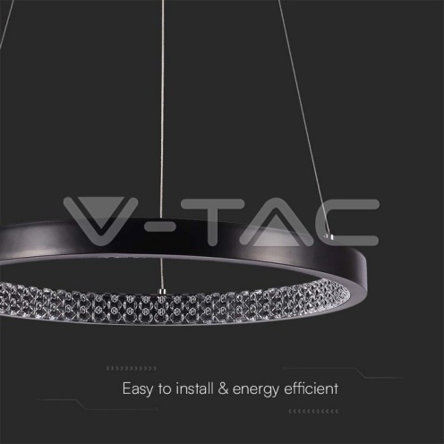 19W LED Висящ Осветител Акрил Кристал Черен 4000K - изглед 2