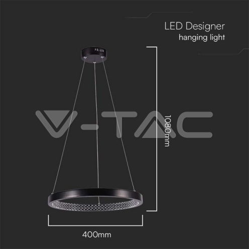 19W LED Висящ Осветител Акрил Кристал Черен 4000K - изглед 5