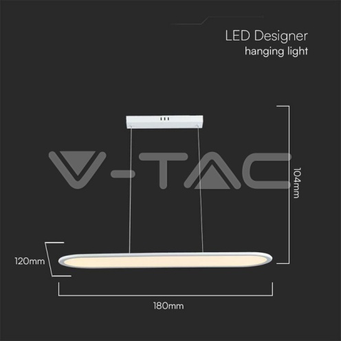 24W LED Висяща Лампа (80*100CM) 4000K Бяло Тяло - изглед 6
