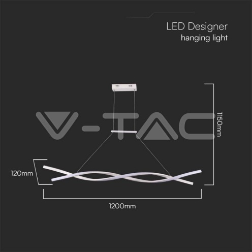 LED Осветител 30W Висящ (120*100CM) 4000K Бяло Тяло - изглед 5