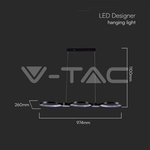 LED Осветител 38W Висящ (95*100CM) Черен 4000K - изглед 5 - rZ commerce LED Осветител 38W Висящ (95*100CM) Черен 4000K - изглед 5