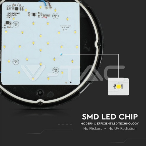 8W Плафониера Кръг Черно Тяло 6400К IP66 - изглед 4 - rZ commerce 8W Плафониера Кръг Черно Тяло 6400К IP66 - изглед 4