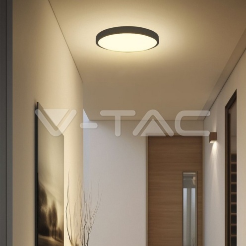 24W LED Плафон SAMSUNG Чип 6500K Кръг Черна Рамка IP44 - изглед 1 - rZ commerce 24W LED Плафон SAMSUNG Чип 6500K Кръг Черна Рамка IP44 - изглед 1