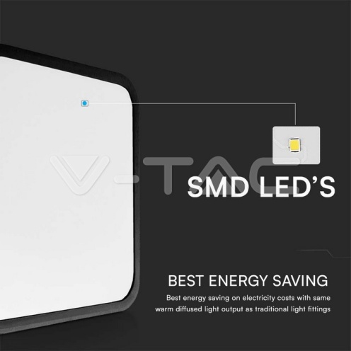 24W LED Плафон SAMSUNG Чип 6500K Квадрат Черна Рамка IP44 - изглед 5 - rZ commerce 24W LED Плафон SAMSUNG Чип 6500K Квадрат Черна Рамка IP44 - изглед 5