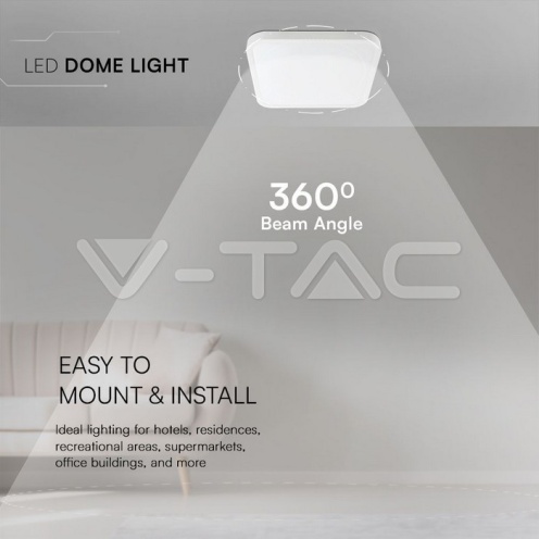 18W LED Плафон SAMSUNG Чип 6500K Квадрат Бяла Рамка IP44 - изглед 10 - rZ commerce 18W LED Плафон SAMSUNG Чип 6500K Квадрат Бяла Рамка IP44 - изглед 10