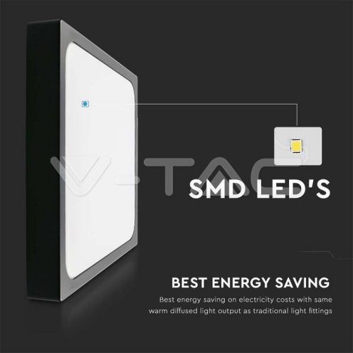 24W LED Плафон Квадрат Черна Рамка 6400К IP44 - изглед 3