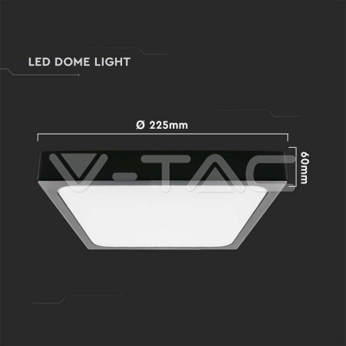 18W LED Плафон Квадрат Черна Рамка 4000К IP44 - изглед 5