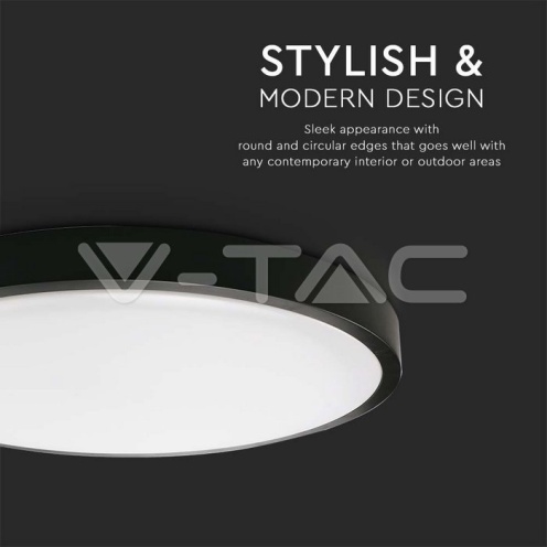 30W LED Плафон Кръг Черна Рамка 6400К IP44 - изглед 2