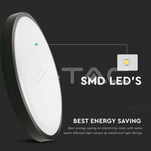 30W LED Плафон Кръг Черна Рамка 6400К IP44 - изглед 3