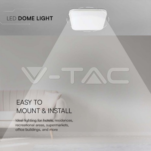 30W LED Плафон Квадрат Бяла Рамка 6400К IP44 /5160lm/ - изглед 12 - rZ commerce 30W LED Плафон Квадрат Бяла Рамка 6400К IP44 /5160lm/ - изглед 12