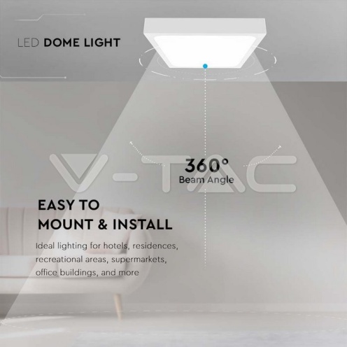 24W LED Плафон Квадрат Бяла Рамка 6400К IP44 - изглед 4