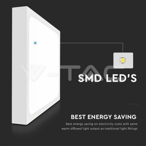 24W LED Плафон Квадрат Бяла Рамка 6400К IP44 - изглед 3
