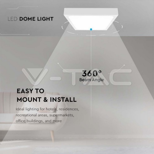 18W LED Плафон 6500К квадрат бял IP44 - изглед 6 - rZ commerce 18W LED Плафон 6500К квадрат бял IP44 - изглед 6