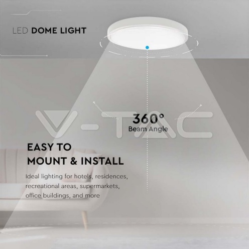 24W LED Плафон Кръг Бяла Рамка 4000К IP44 /2400lm/ - изглед 4 - rZ commerce 24W LED Плафон Кръг Бяла Рамка 4000К IP44 /2400lm/ - изглед 4