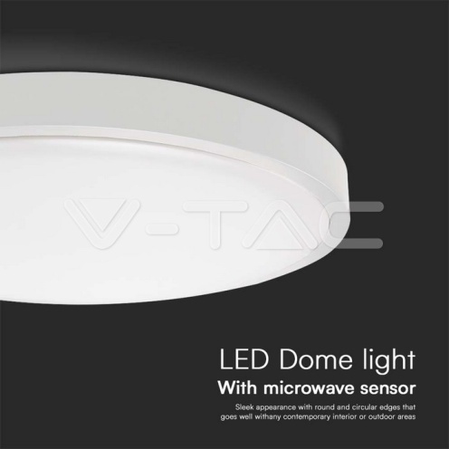 24W LED Плафон Кръг Микровълнов Сензор Бяла Рамка 6400К IP44 - изглед 14