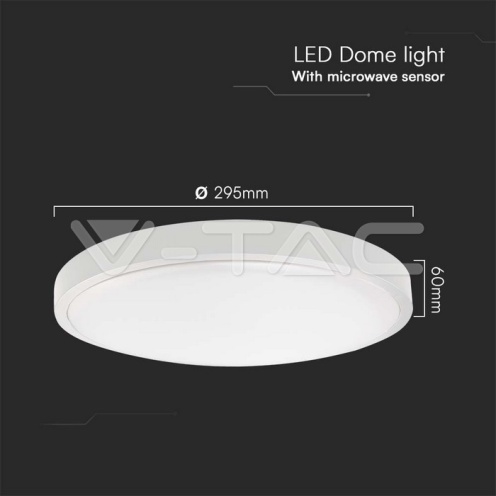 18W LED Плафон Кръг Микровълнов Сензор Бяла Рамка 6400К IP44 - изглед 14