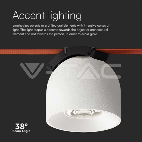 12W LED Магнитен Осветител Въже 38`D 3000K Пясъчно Бяло Тяло 3 Години Гаранция - изглед 7