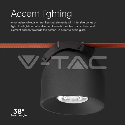 12W LED Магнитен Осветител Въже 38`D 3000K Пясъчно Черно Тяло 3 Години Гаранция - изглед 8