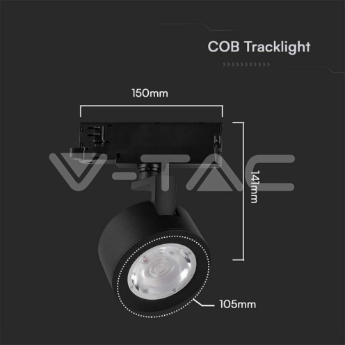 30W LED Прожектор Релсов Монтаж Черно Тяло 3в1 - изглед 7