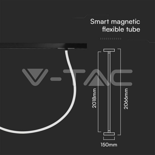 24W LED Smart Магнитен Релсов Осветител Гъвкав 2м CCT: 3в1 Димиращ Черно Тяло - изглед 7