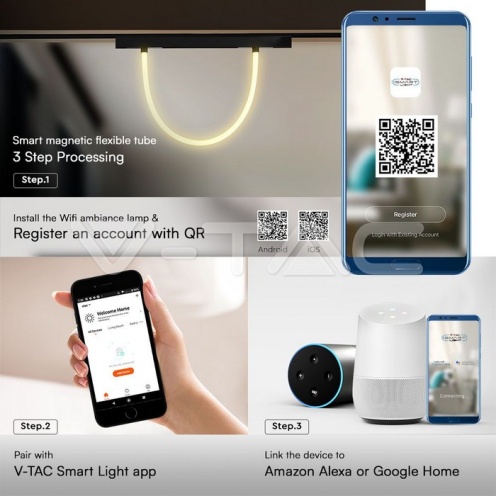 12W LED Smart Магнитен Релсов Осветител Гъвкав 1м CCT: 3в1 Димиращ Черно Тяло - изглед 5 - rZ commerce 12W LED Smart Магнитен Релсов Осветител Гъвкав 1м CCT: 3в1 Димиращ Черно Тяло - изглед 5