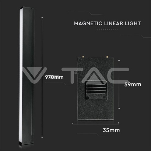 30W Магнитен Линеен Осветител 3000K Черен 24V - изглед 3
