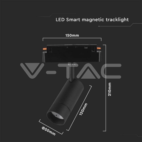 8W LED Магнитно Релсово SMART Тяло Черно 3 в 1 - изглед 7 - rZ commerce 8W LED Магнитно Релсово SMART Тяло Черно 3 в 1 - изглед 7
