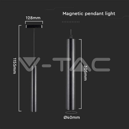 14W LED Магнитен Осветител Висящ 6400K Черно Тяло - изглед 6 - rZ commerce 14W LED Магнитен Осветител Висящ 6400K Черно Тяло - изглед 6