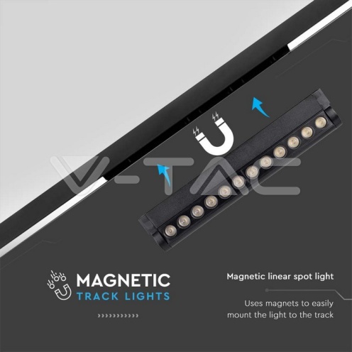12W LED Магнитен Линеен Спот Регулируем 6400K Черно Тяло - изглед 3
