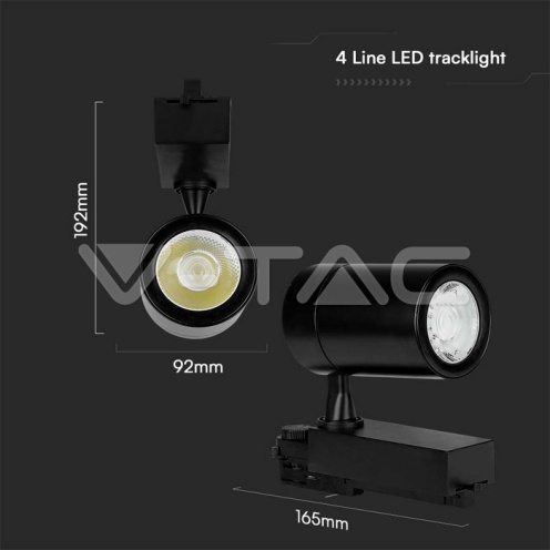 35W LED Прожектор релсов монтаж черно тяло 3000K 3250Lm - изглед 10