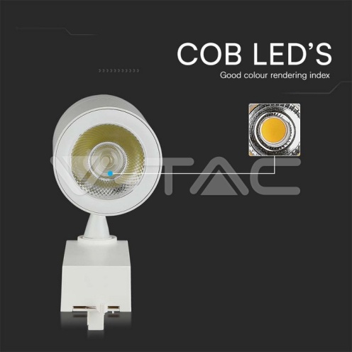 35W LED Прожектор релсов монтаж бяло тяло 3000K 3250Lm - изглед 7 - rZ commerce 35W LED Прожектор релсов монтаж бяло тяло 3000K 3250Lm - изглед 7