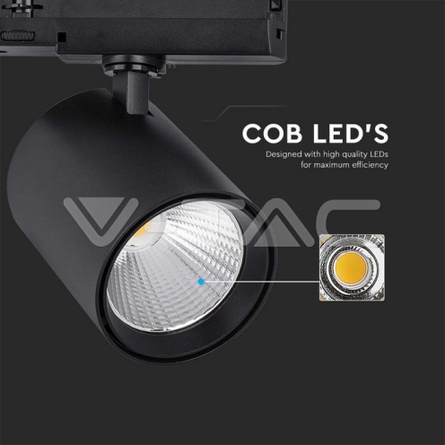 30W LED COB Релсов Прожектор 4000K Черно Тяло - изглед 2