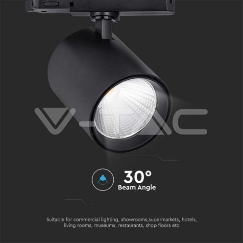30W LED COB Релсов Прожектор 4000K Черно Тяло - изглед 5