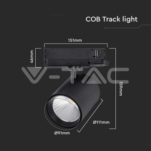 30W LED COB Релсов Прожектор 4000K Черно Тяло - изглед 6