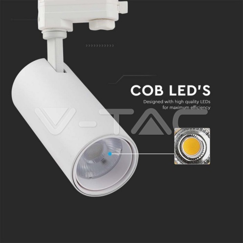 30W LED COB Релсов Прожектор 3 в 1 Бяло Тяло - изглед 2 - rZ commerce 30W LED COB Релсов Прожектор 3 в 1 Бяло Тяло - изглед 2