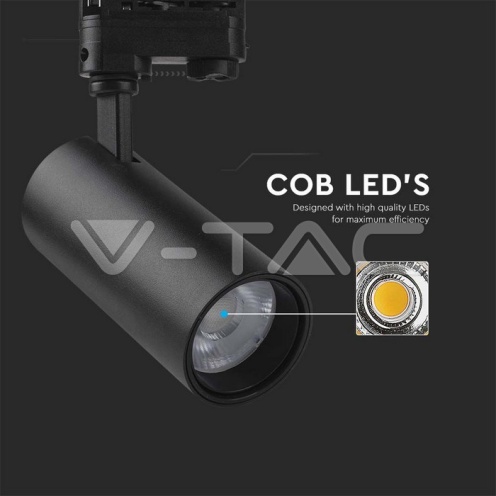 30W LED COB Релсов Прожектор 3 в 1 Черно Тяло - изглед 2