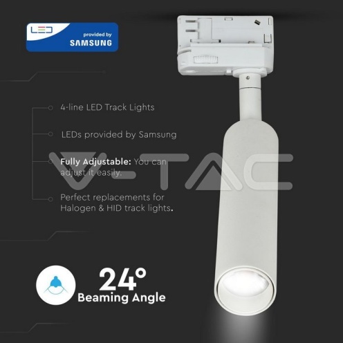 20W LED Прожектор Релсов Монтаж SAMSUNG CHIP Бял 4000K - изглед 4 - rZ commerce 20W LED Прожектор Релсов Монтаж SAMSUNG CHIP Бял 4000K - изглед 4