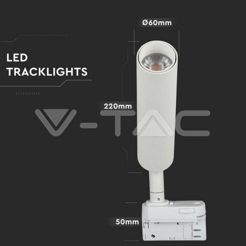 20W LED Прожектор Релсов Монтаж SAMSUNG CHIP Бял 4000K - изглед 8 - rZ commerce 20W LED Прожектор Релсов Монтаж SAMSUNG CHIP Бял 4000K - изглед 8