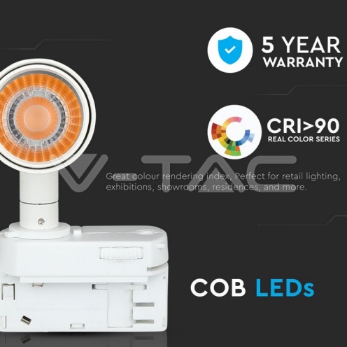 7W LED Прожектор Релсов Монтаж SAMSUNG CHIP Бял 5000K - изглед 7 - rZ commerce 7W LED Прожектор Релсов Монтаж SAMSUNG CHIP Бял 5000K - изглед 7