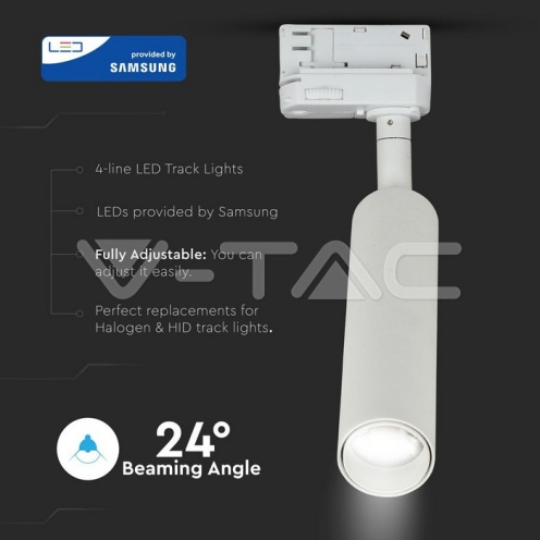 7W LED Прожектор Релсов Монтаж SAMSUNG CHIP Бял 5000K - изглед 6 - rZ commerce 7W LED Прожектор Релсов Монтаж SAMSUNG CHIP Бял 5000K - изглед 6