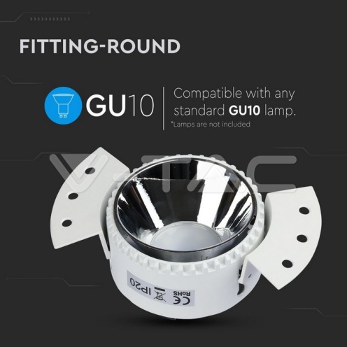 Gu10 Корпус Кръг Бяла Рамка + Рефлектор Хром - изглед 5 - rZ commerce Gu10 Корпус Кръг Бяла Рамка + Рефлектор Хром - изглед 5