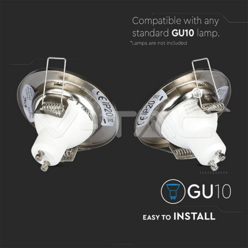 GU10 Корпус Луна Кръг Неоринтируема Сатен Никел 2бр/кутия Ф80 - изглед 6